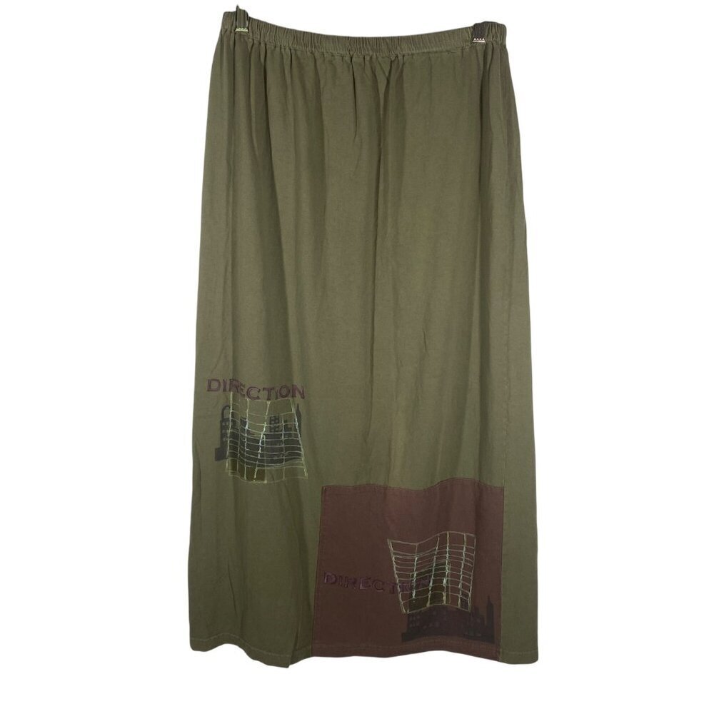 Blue Fish 2000 maxi skirt fish print elastic waist hand printed organic cotton